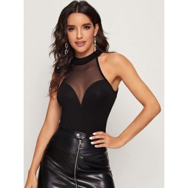 Mesh Insert Halter Top