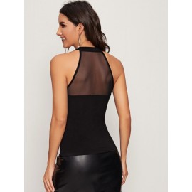 Mesh Insert Halter Top