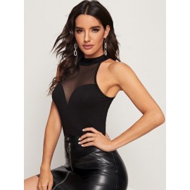 Mesh Insert Halter Top