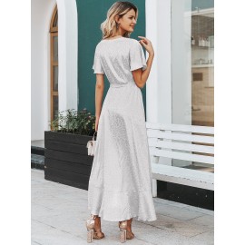 Wrap Belted Leopard Jacquard Satin Dress