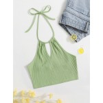 Self Tie Rib-knit Halter Top