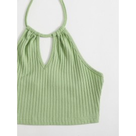 Self Tie Rib-knit Halter Top