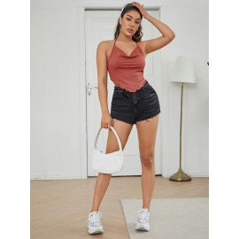 Cowl Neck Tie Back Bandana Top