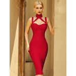 Zip Back Split Bandage Dress