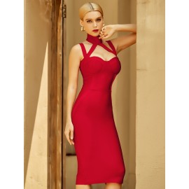 Zip Back Split Bandage Dress