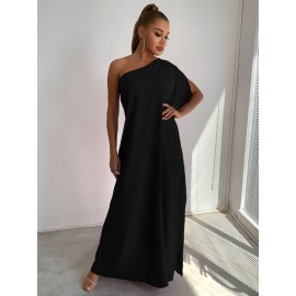 One Shoulder Split Sleeve Maxi Dress
