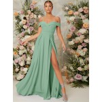 Cold Shoulder Split Thigh Dress