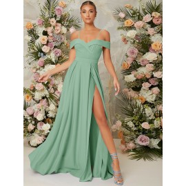 Cold Shoulder Split Thigh Dress