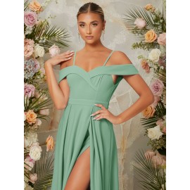 Cold Shoulder Split Thigh Dress