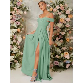 Cold Shoulder Split Thigh Dress