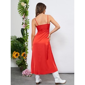 Button Detail Split Thigh  Dress