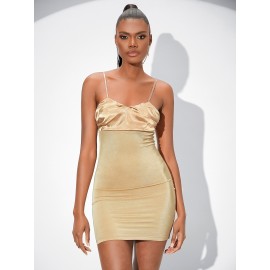 Ruched Satin Bodycon Dress
