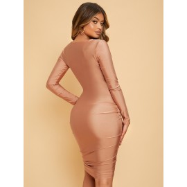 Drawstring Ruched Bodycon Dress