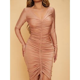 Drawstring Ruched Bodycon Dress