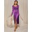 Square Neck Puff Sleeve Split Thigh Satin Dress