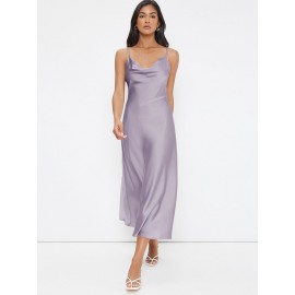 Cowl Neck Solid Slip Dress
