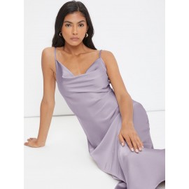 Cowl Neck Solid Slip Dress