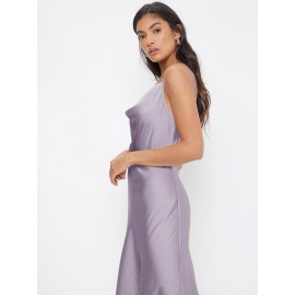Cowl Neck Solid Slip Dress