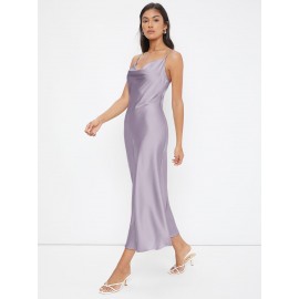 Cowl Neck Solid Slip Dress