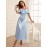 Ruffle Trim Cold Shoulder Satin Bridesmaid Dress