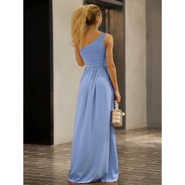 Twist Shoulder Belted Split Thigh Dress