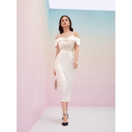 Cold Shoulder Satin Dress
