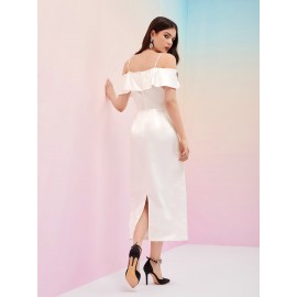 Cold Shoulder Satin Dress