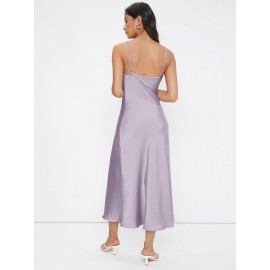 Cowl Neck Solid Slip Dress