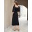 Contrast Lace Lantern Sleeve Twist Front Dress
