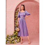 Puff Sleeve Belted Dress