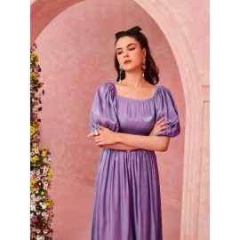 Puff Sleeve Belted Dress