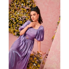 Puff Sleeve Belted Dress