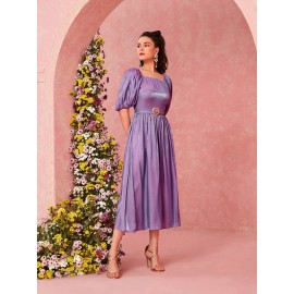 Puff Sleeve Belted Dress