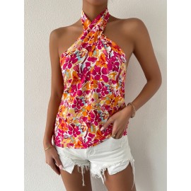 Floral nt Backless Halter Top
