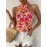 Floral nt Backless Halter Top