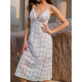 Criss Cross Tie Back Lace  Dress