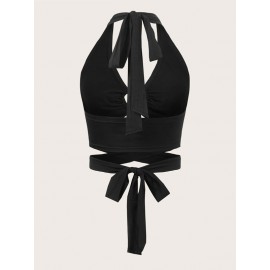 Crisscross Tie Backless Halter Top