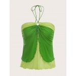 Dopamine Dressing Two Tone Mesh Halter Top
