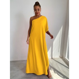 One Shoulder Split Sleeve Maxi Dress