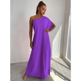 One Shoulder Split Sleeve Maxi Dress