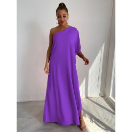 One Shoulder Split Sleeve Maxi Dress