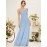 One Shoulder Ruffle Trim Bridesmaid Dress