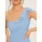One Shoulder Ruffle Trim Bridesmaid Dress