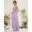 Cold Shoulder Tie Backless Fold Pleated Bridesmaid Dress