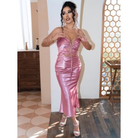 Drawstring Front Mermaid Hem  Dress