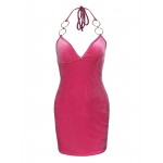 O-ring Detail Halter Neck Dress