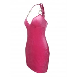 O-ring Detail Halter Neck Dress