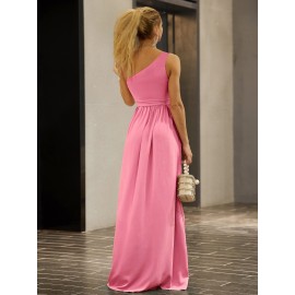 Twist Shoulder Belted Split Thigh Dress