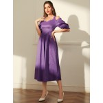 Modely Cold Shoulder Faux Pearl Frill Trim Dress