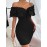 Tie Front Off Shoulder Ruffle Trim Shirred Bodycon Dress
